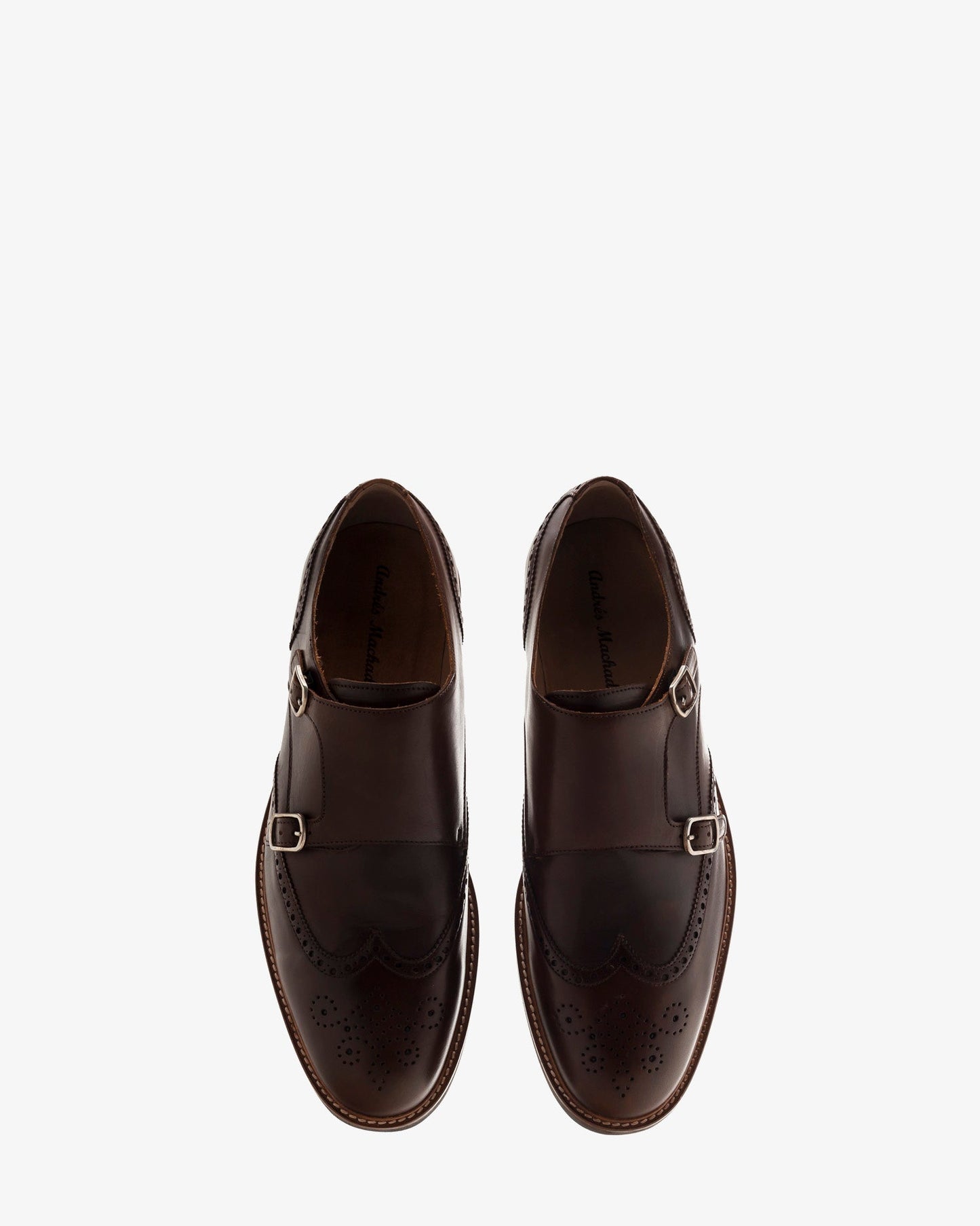Brown leather monk shoe