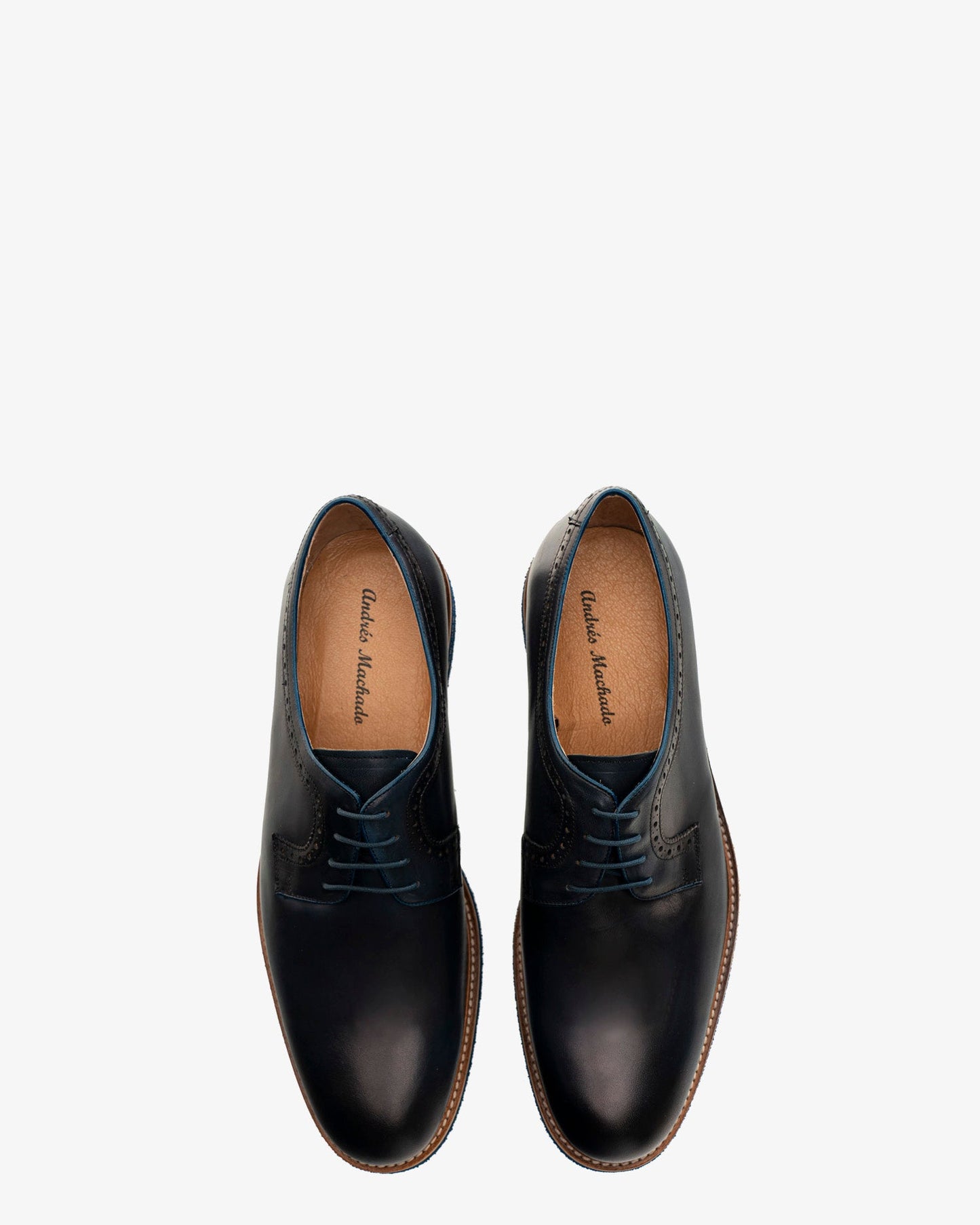 Oxford-style shoe in navy blue leather