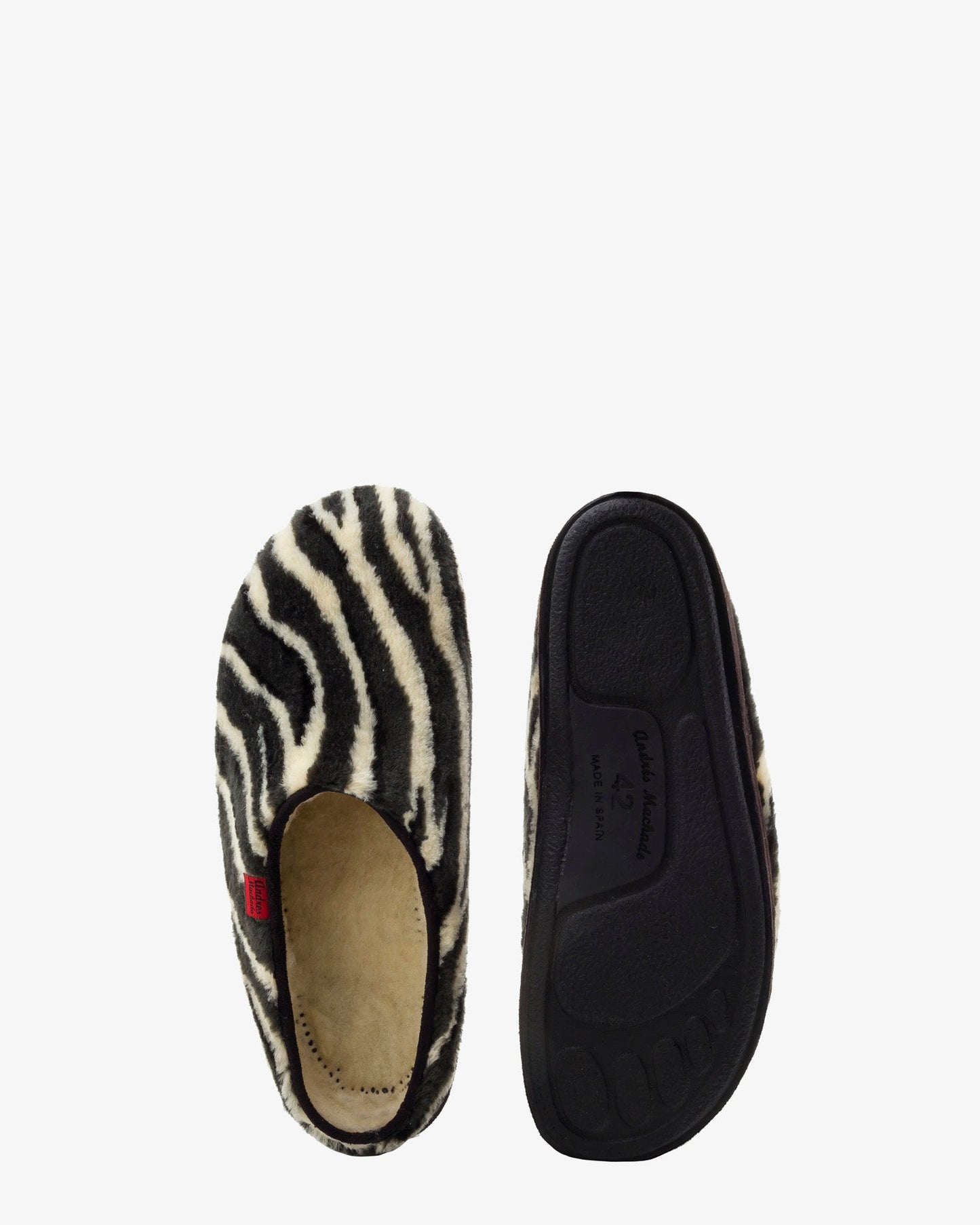 Zebra print furry slippers