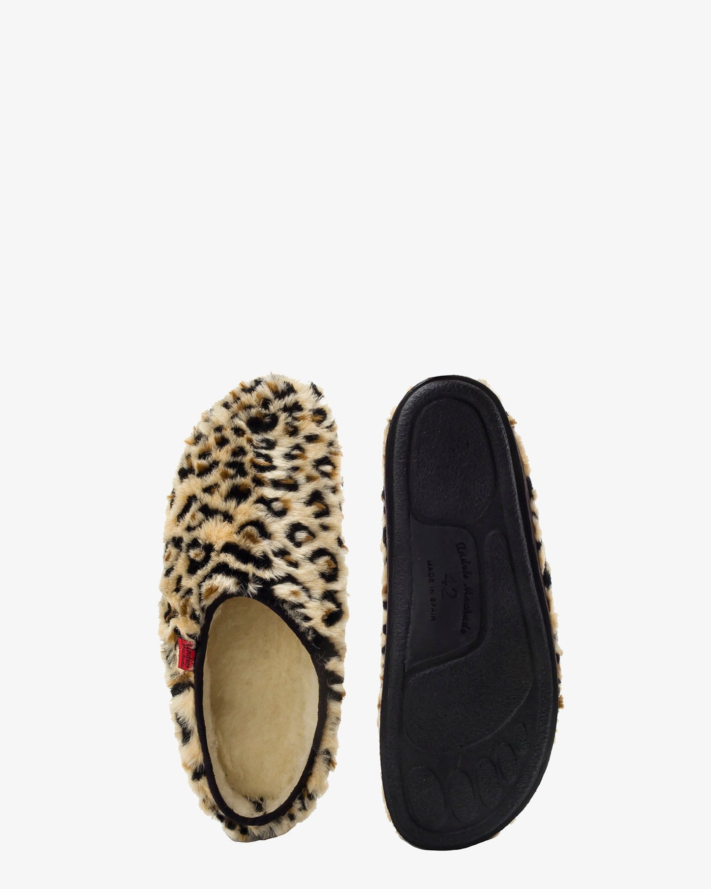 Leopard print long-haired slippers