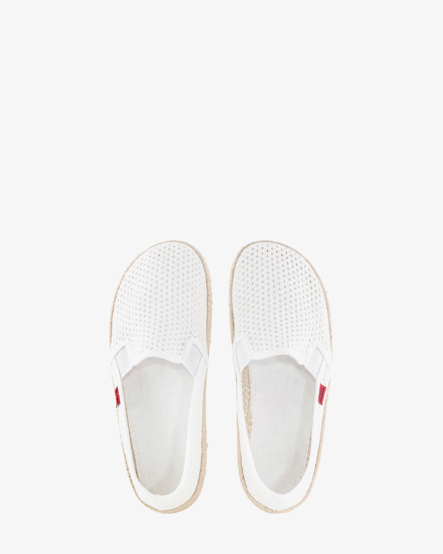 Miticas zapatillas de rejilla blanco con suela de goma y yute