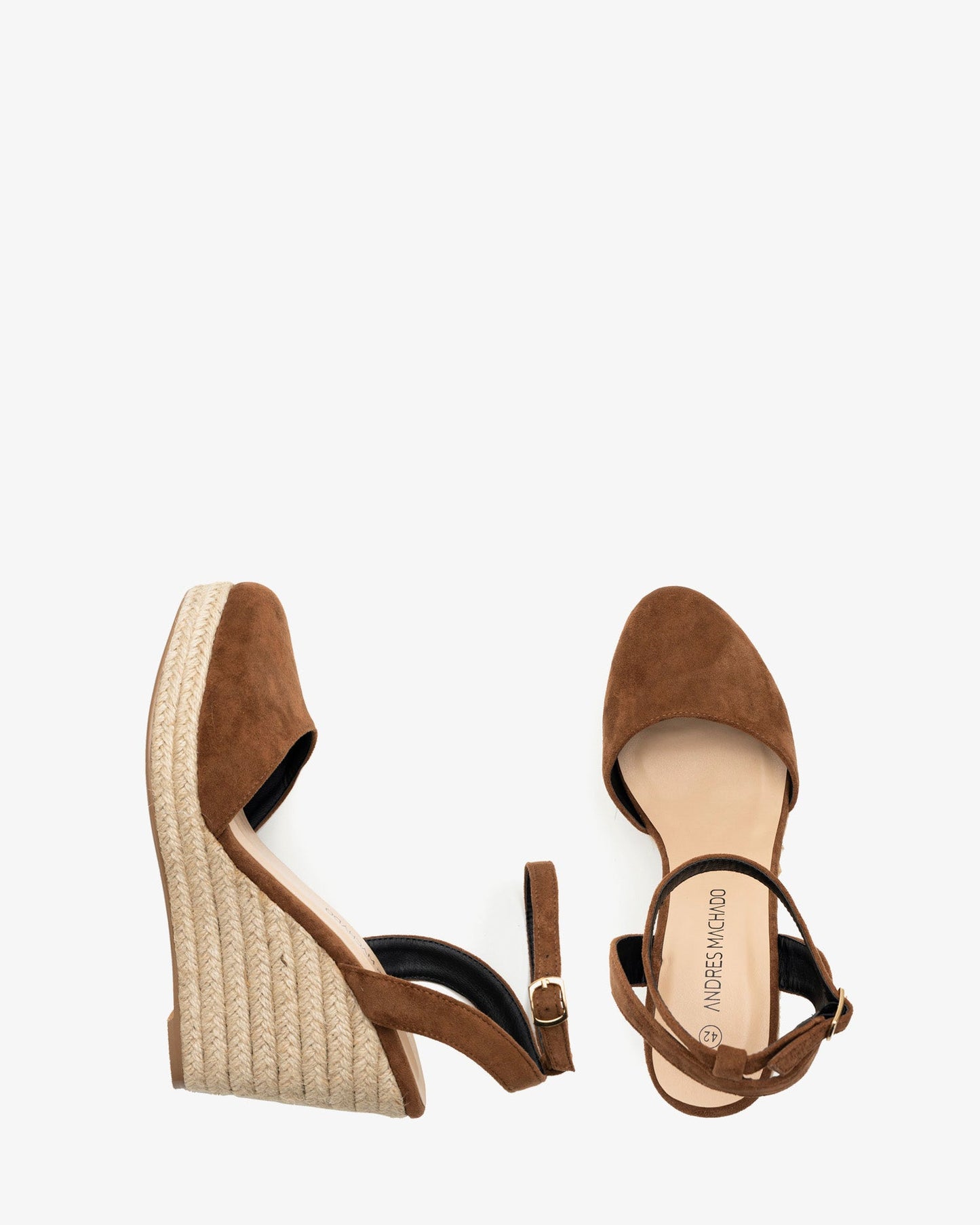 Brown faux suede espadrille with jute wedge