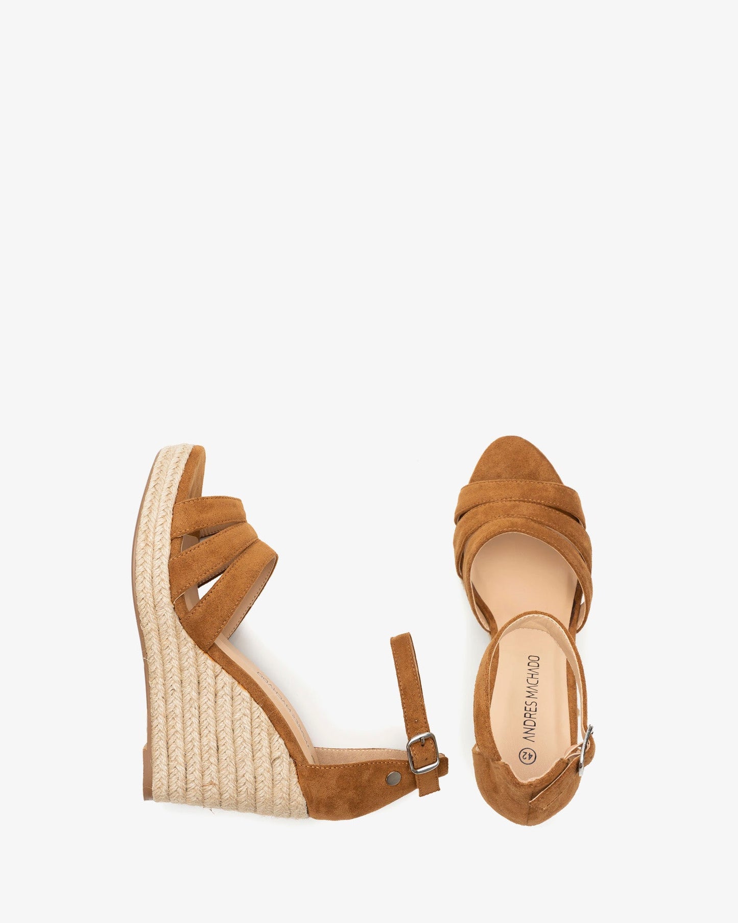 Brown faux suede espadrille with jute wedge