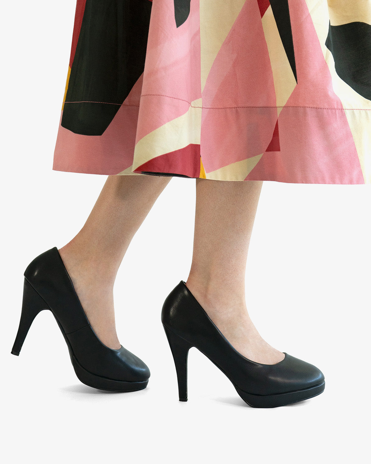 Black soft pumps with stiletto heels