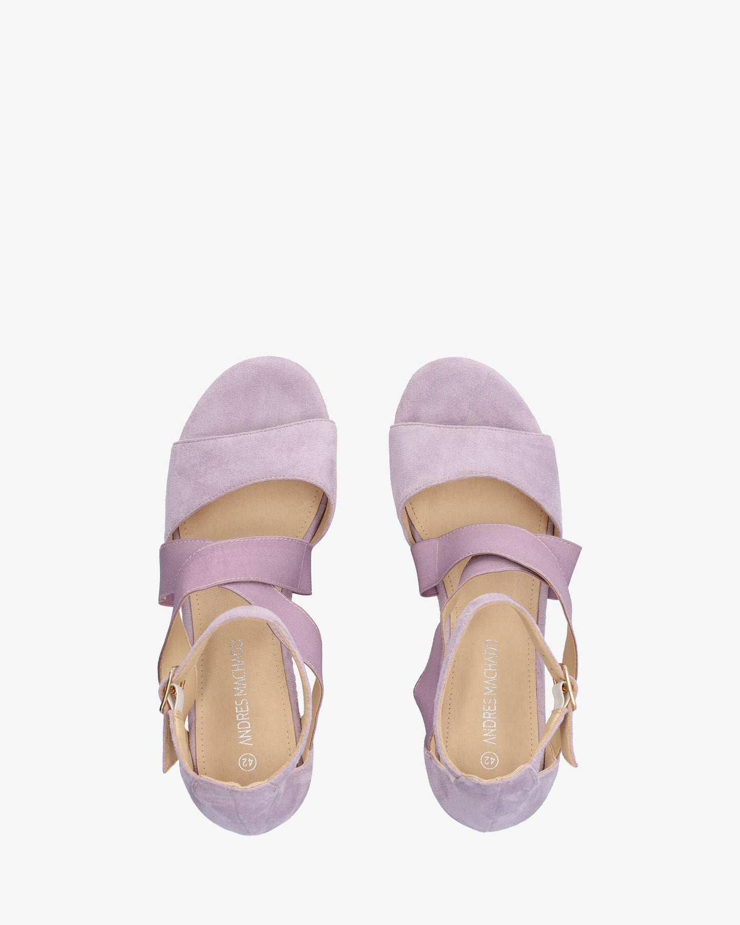 Espadrilles in mauve faux suede with jute wedge