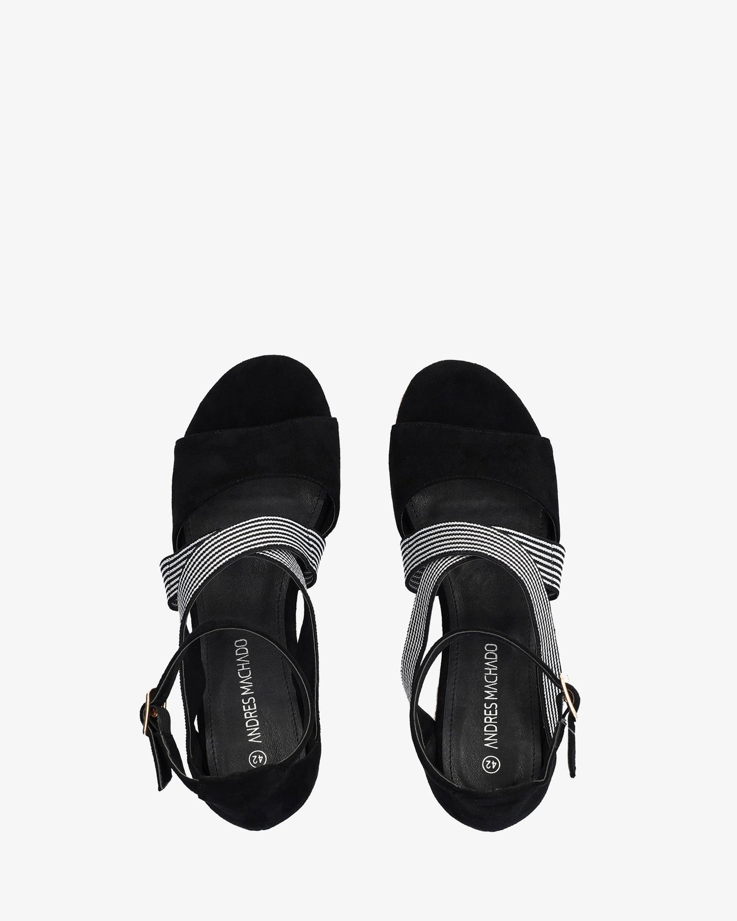 Black faux suede espadrilles with jute wedge