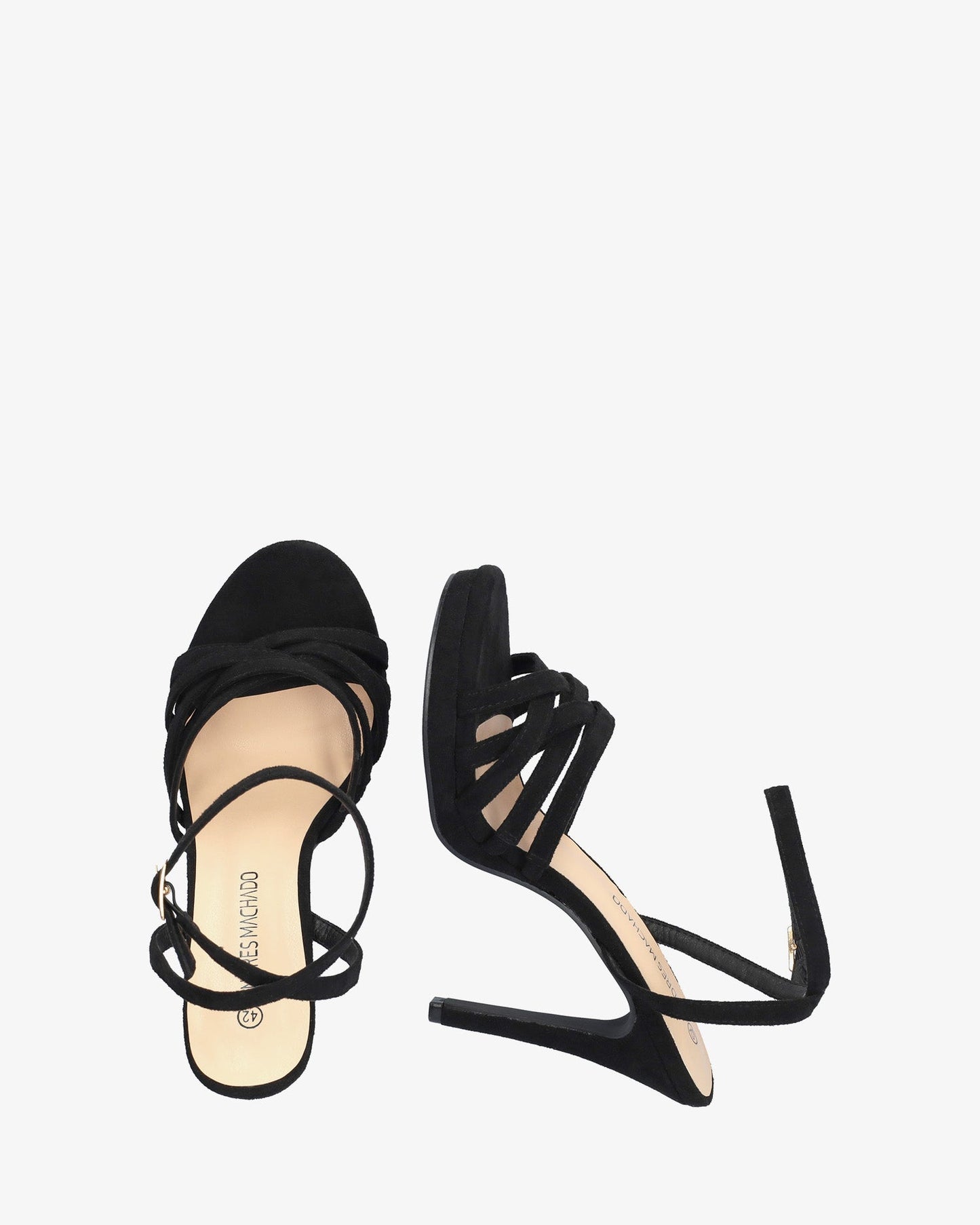 Black faux suede sandal with high heel