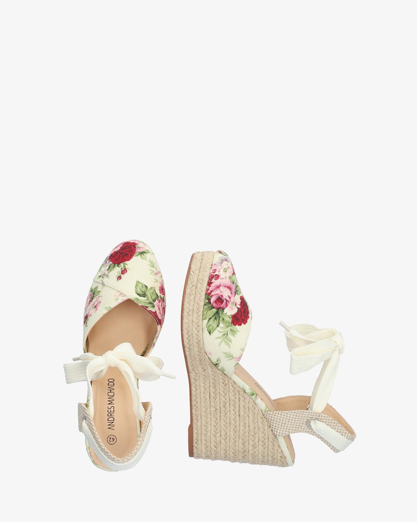 Beige fabric espadrille with jute wedge