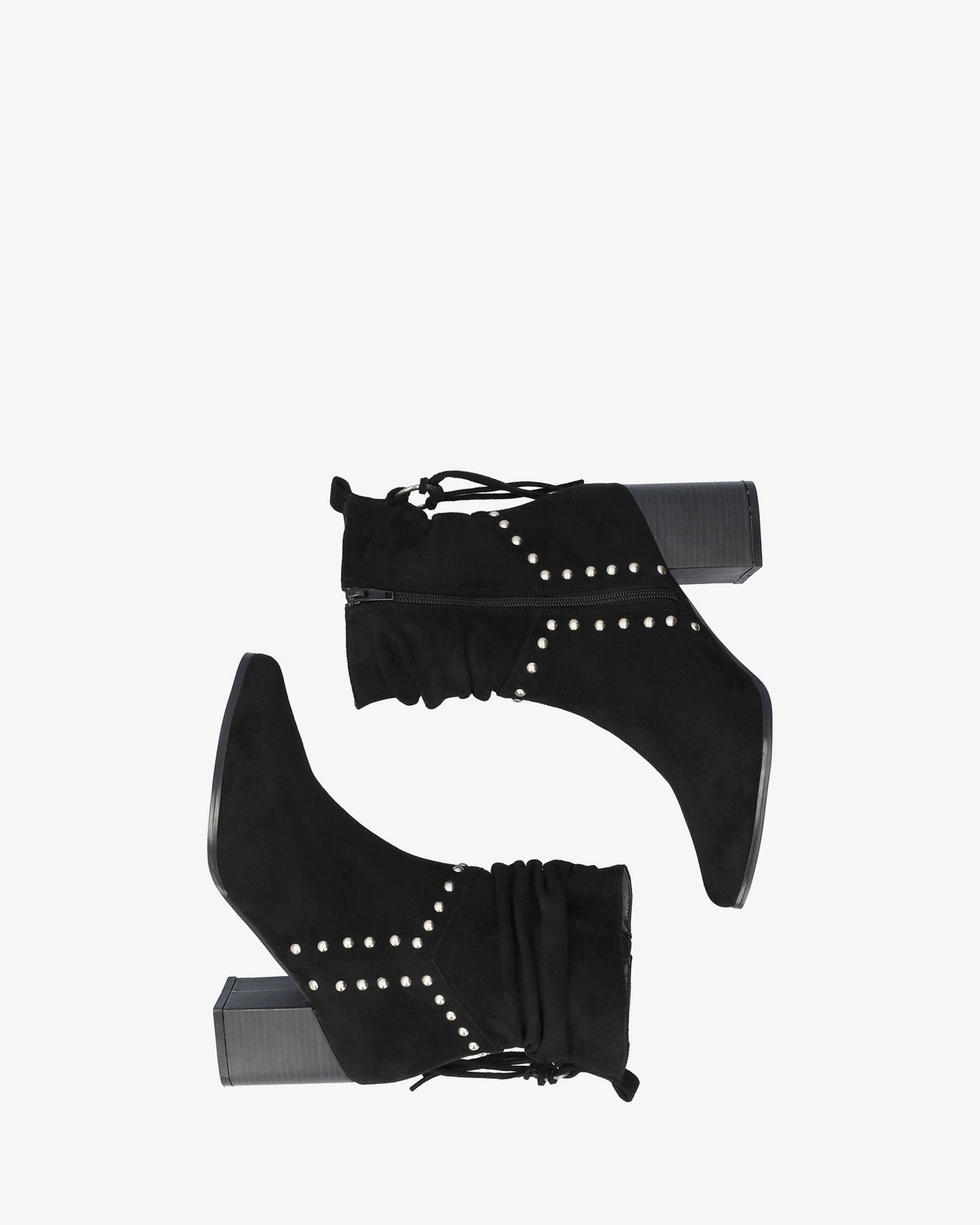 High cowboy boot in black faux suede