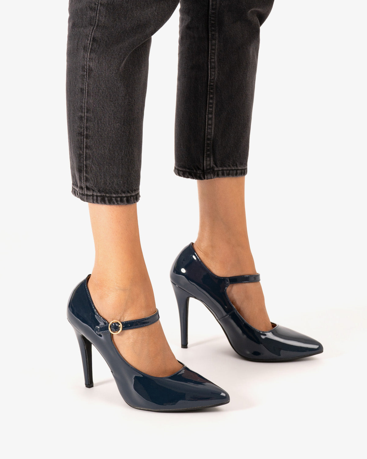 Mary Jane with heel in navy patent leather