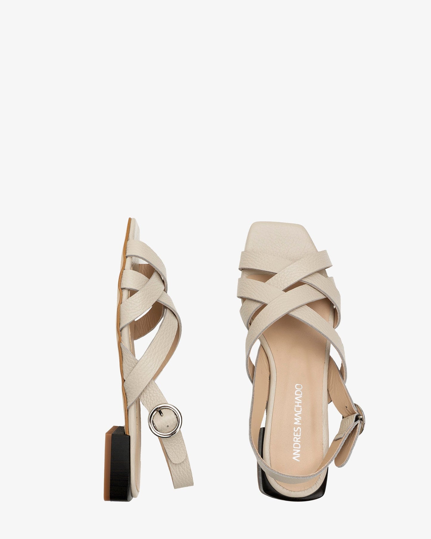 Beige embossed leather sandal