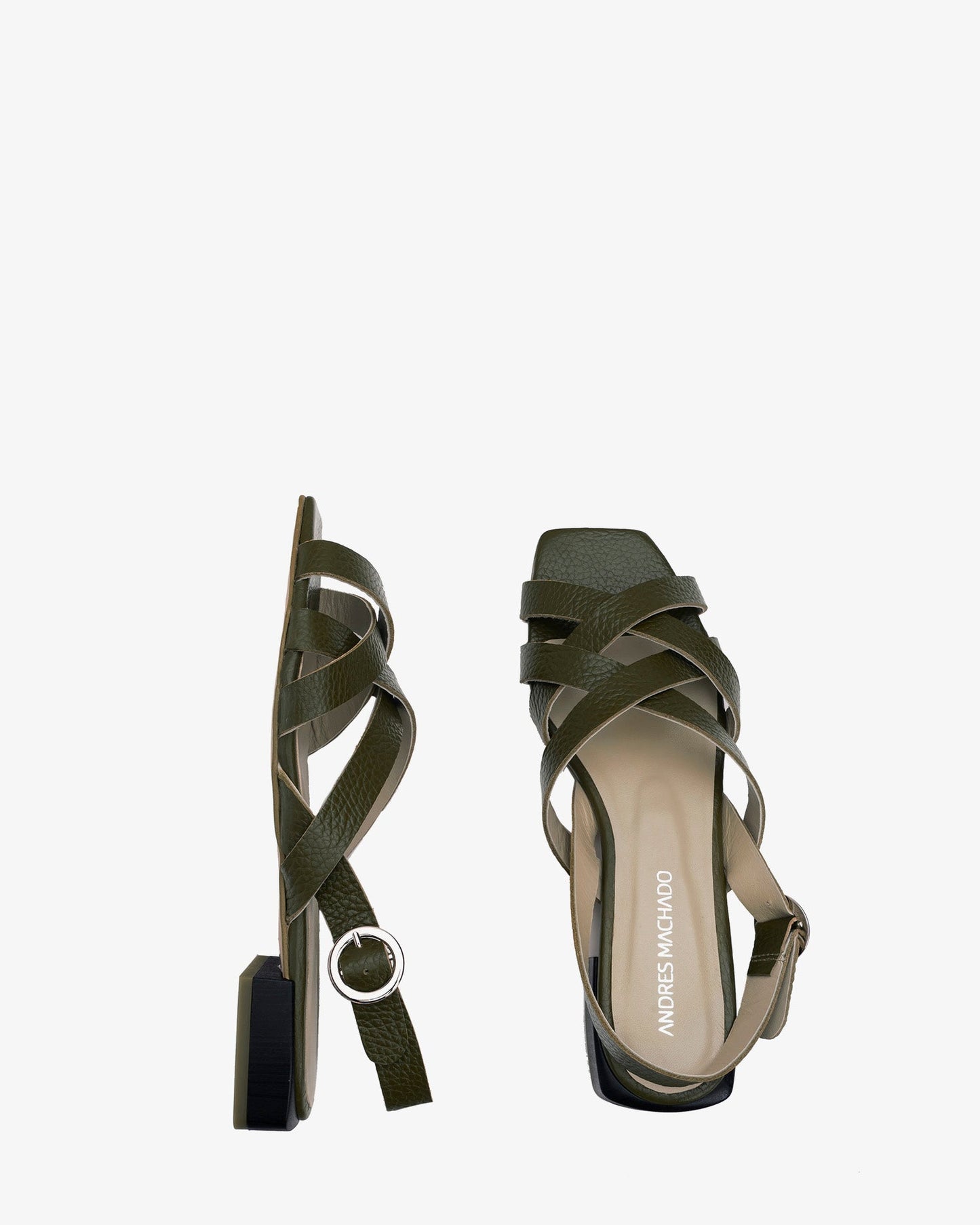 Sandal in embossed green leather