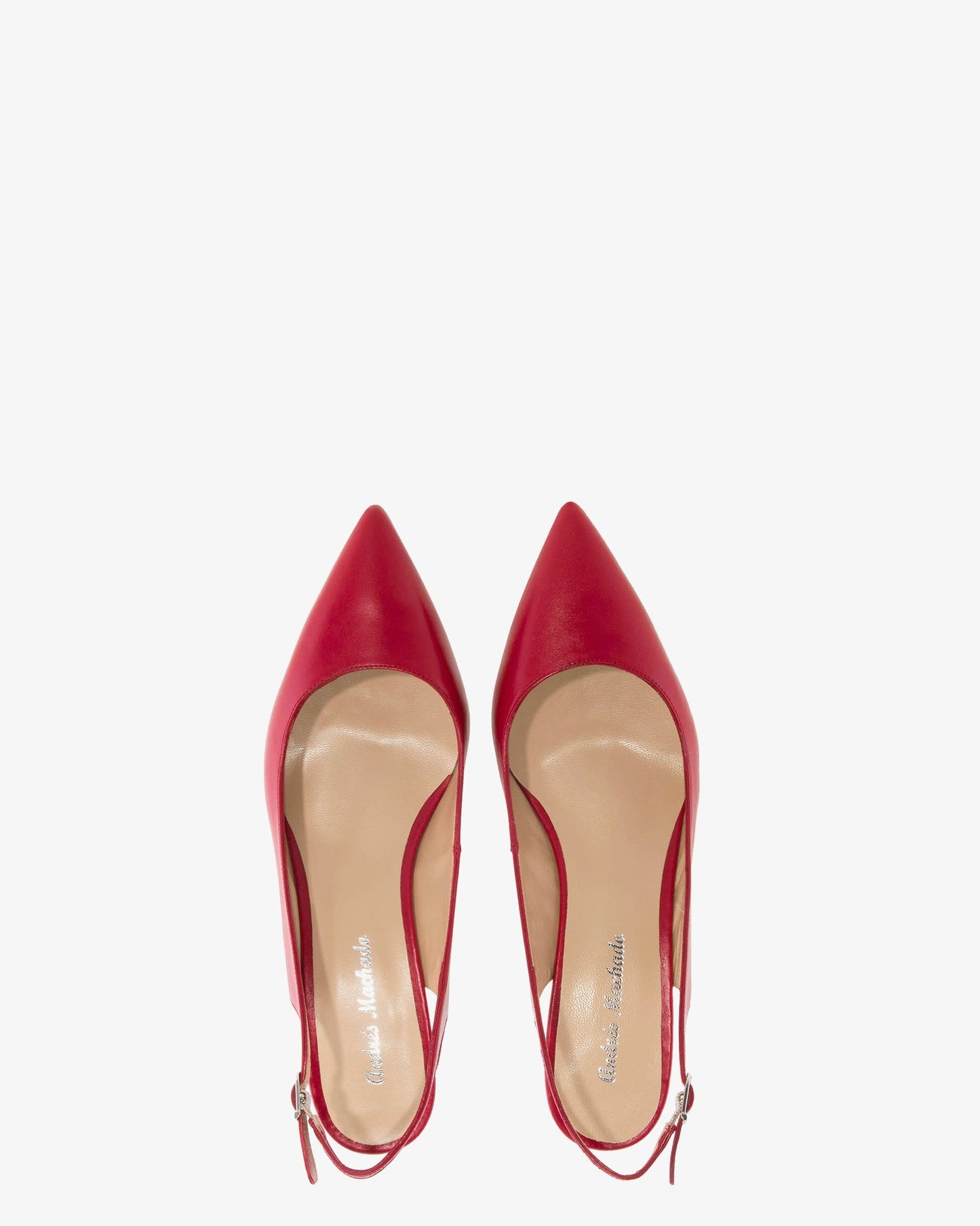 Salón destalonado punta fina en piel de color rojo