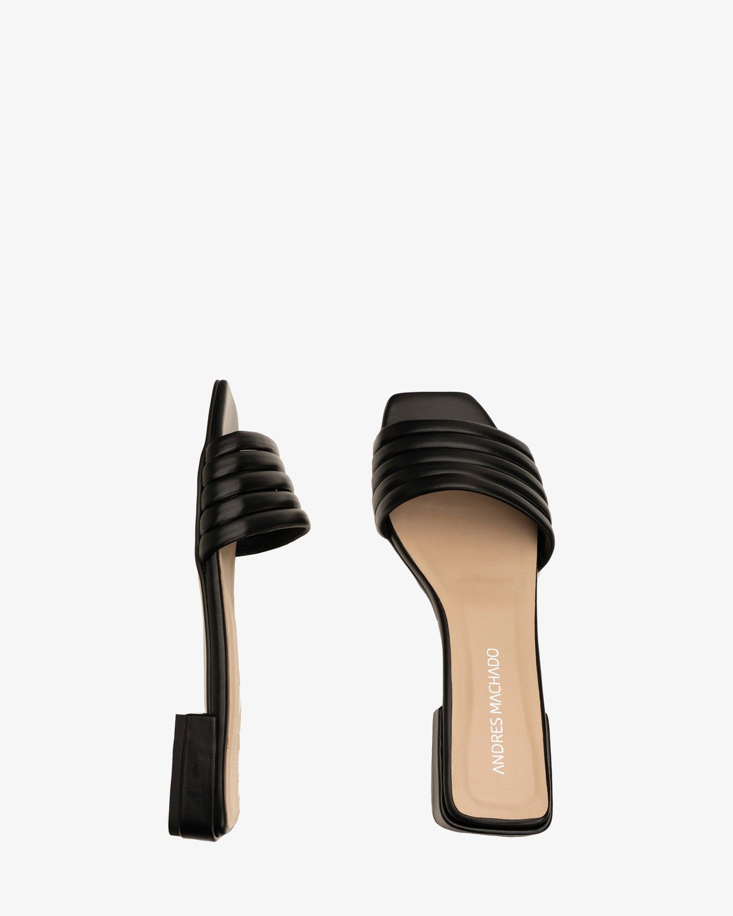 Black leather slide sandal