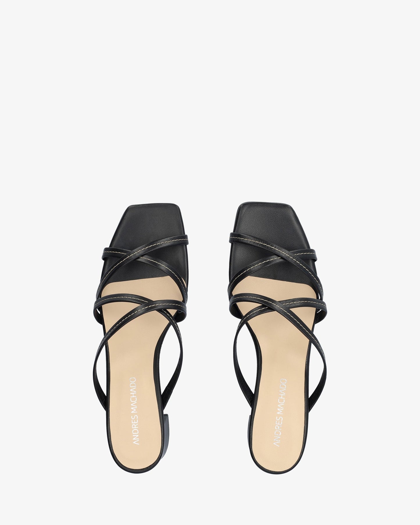 Black leather heeled sandal