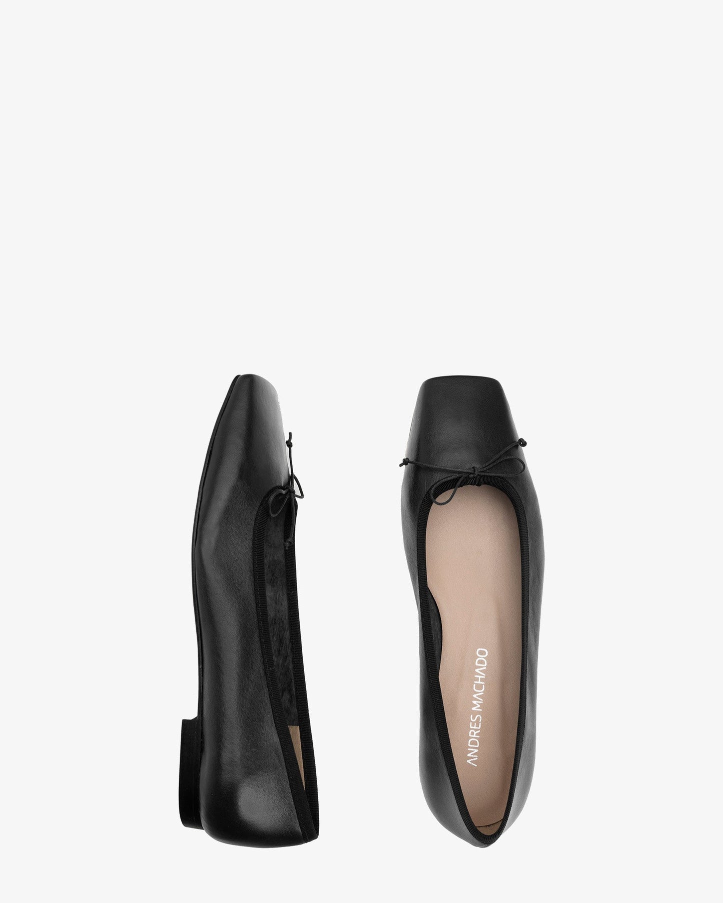 Black leather flat ballerina flat