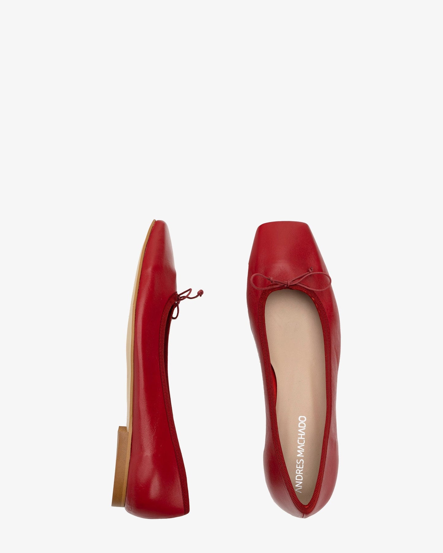 Red leather flat ballerina flat
