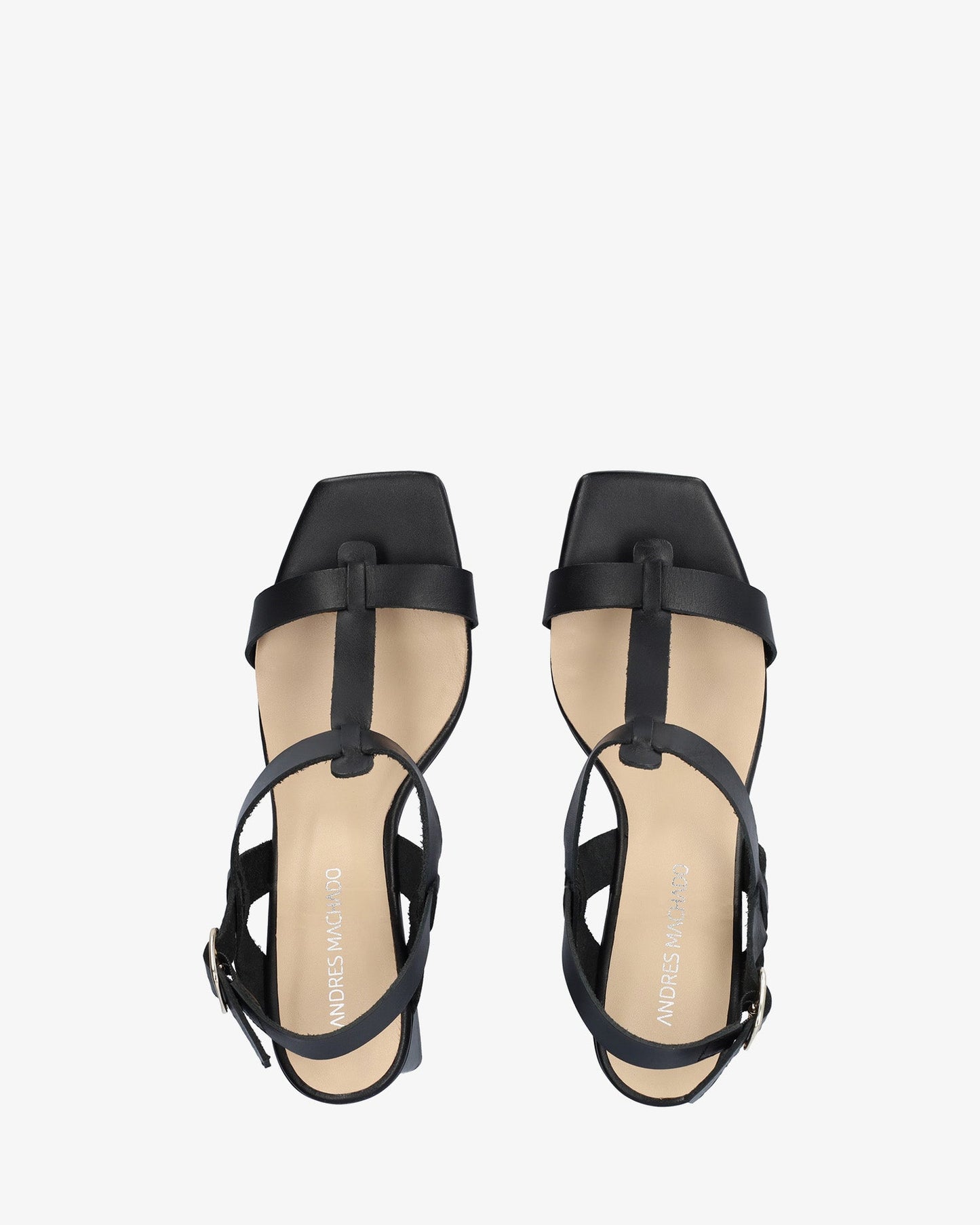 Black leather heeled sandal