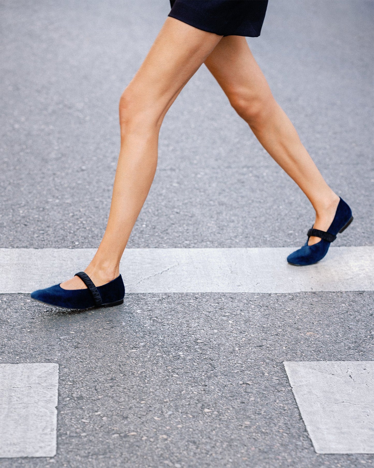 Navy velvet ballerina
