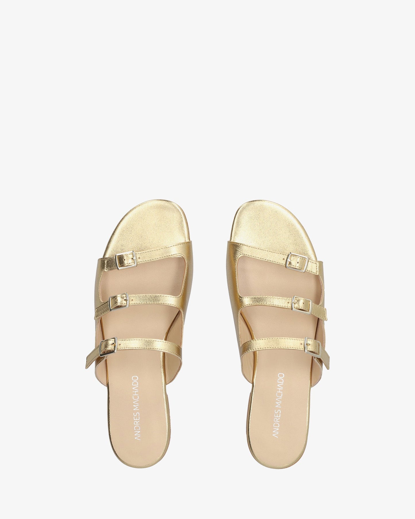 Gold leather flat sandal