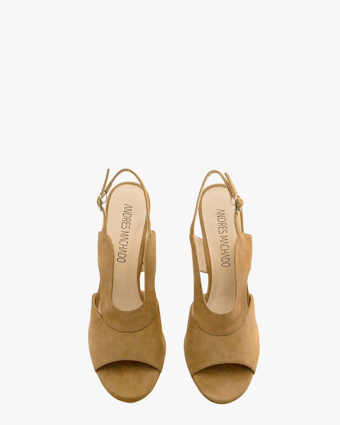 Camel suede slingback sandals
