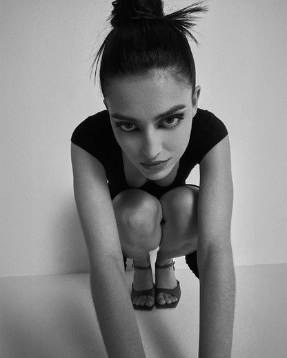 Yellow leather heeled sandal