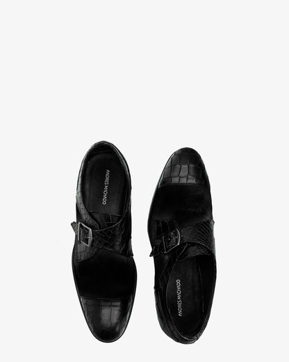 Monk shoe, black suede coconut
