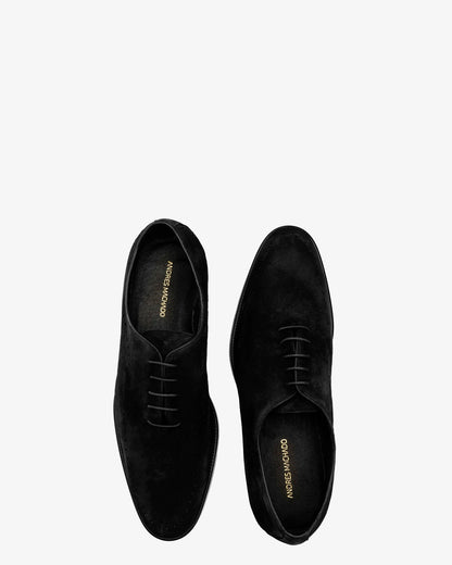 Black suede shoe with laces