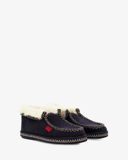 Botín antelina azul marino con borreguillo