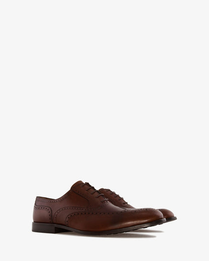 Men's Oxford-style shoe in mahogany leather