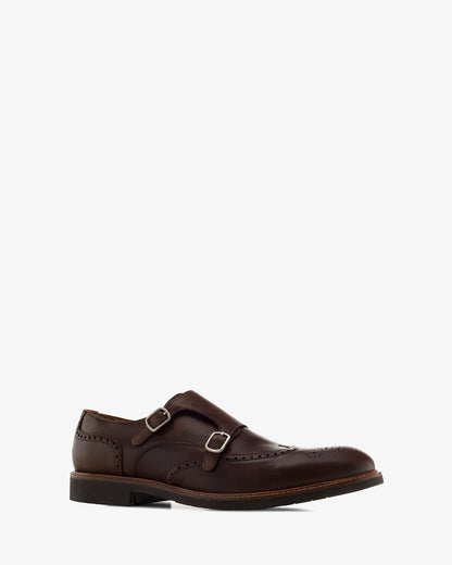 Brown leather monk shoe