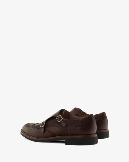 Brown leather monk shoe