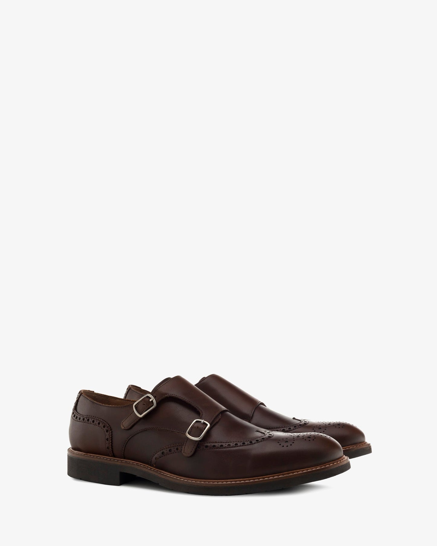 Brown leather monk shoe