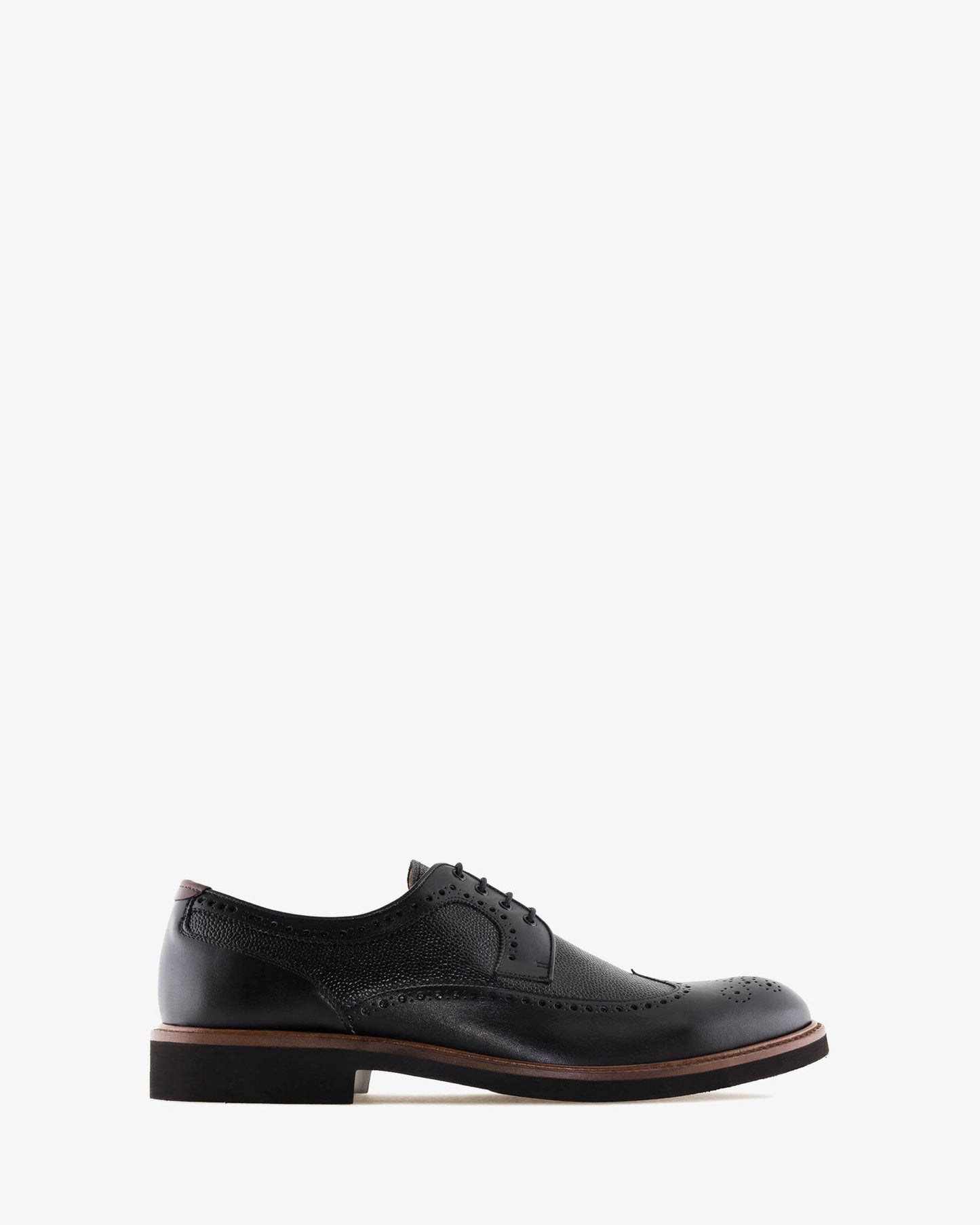Black leather Oxford style shoe