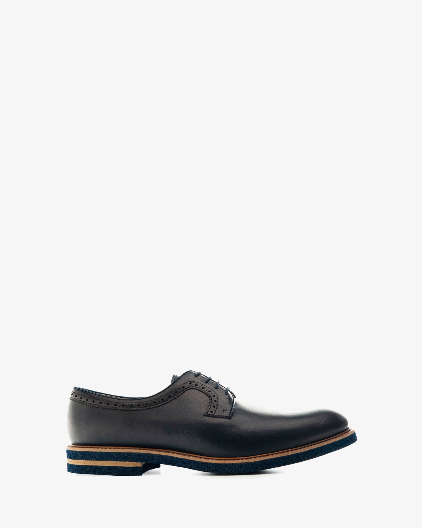 Oxford-style shoe in navy blue leather