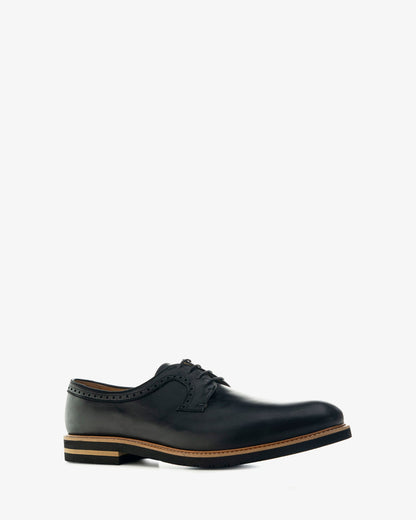 Black leather Oxford style shoe
