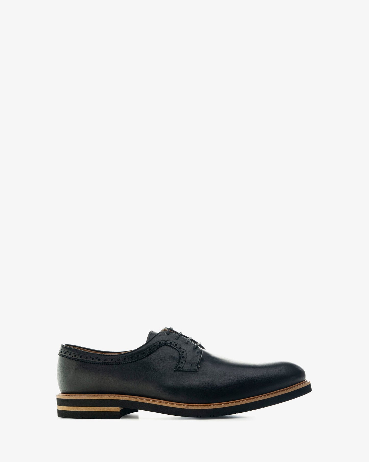 Black leather Oxford style shoe