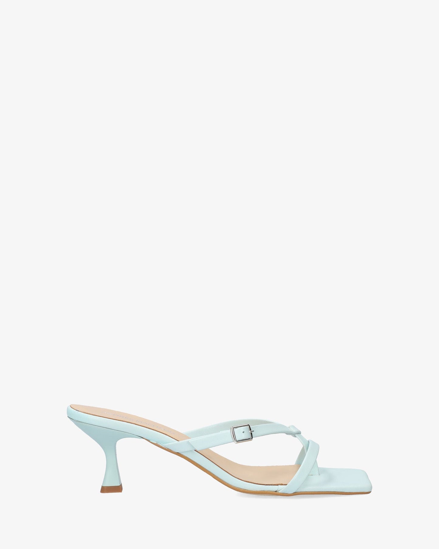 Sandalia con tacón en piel azul