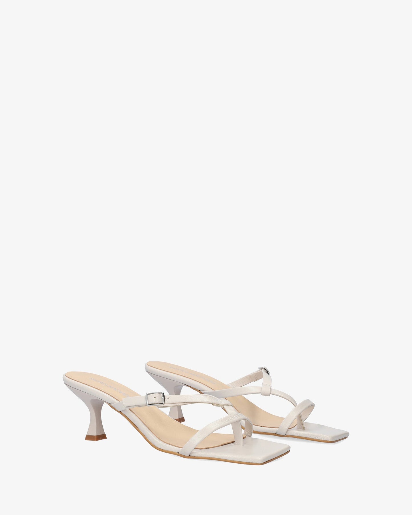 Grey leather heeled sandal