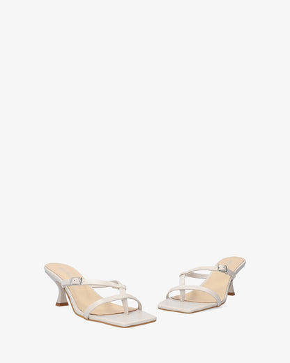 Grey leather heeled sandal