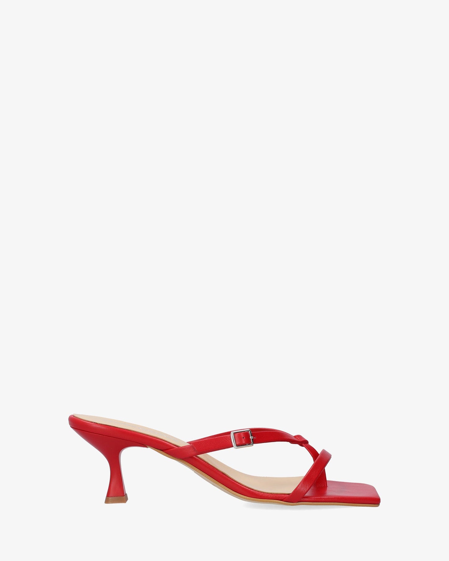 Red leather heeled sandal