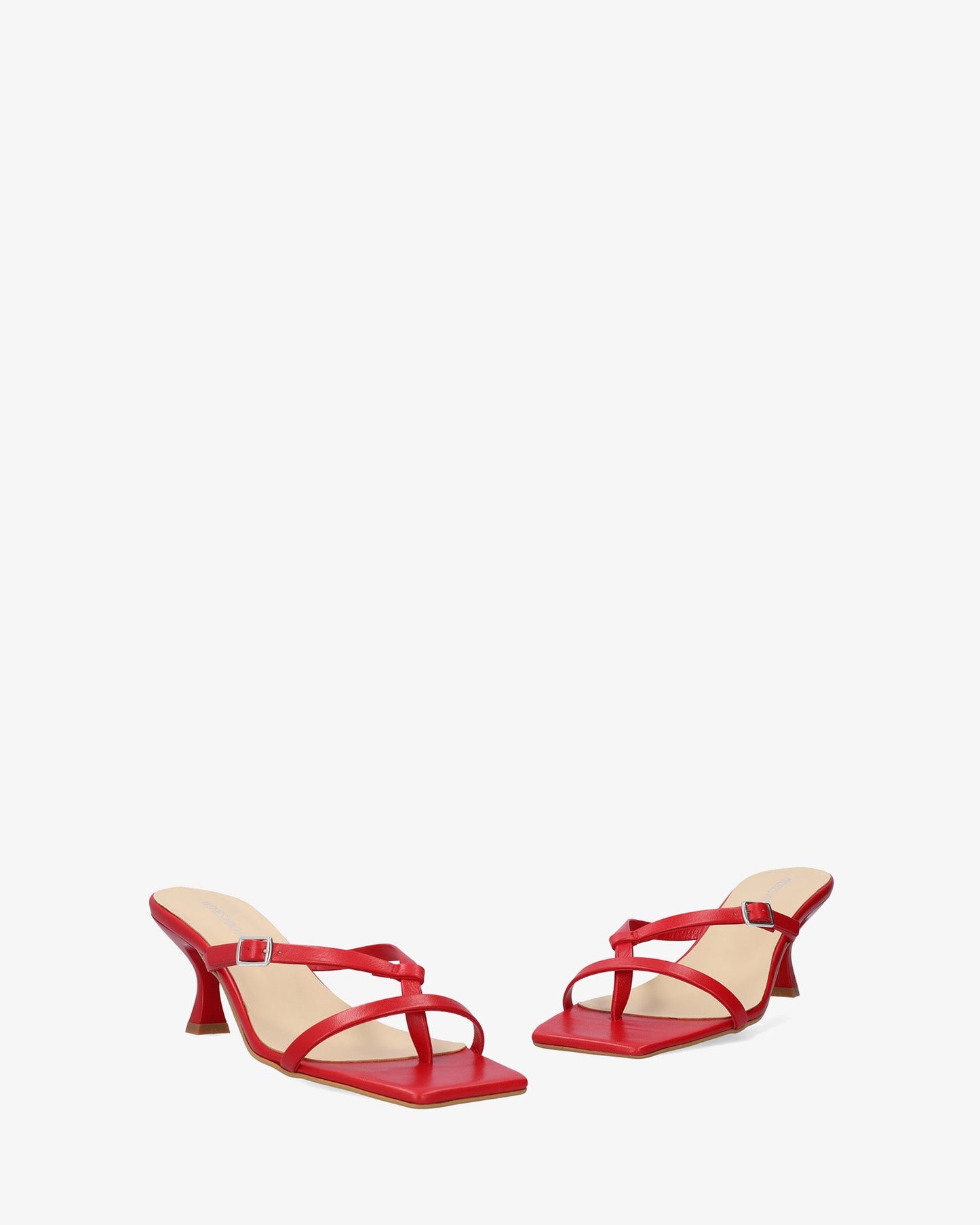 Red leather heeled sandal