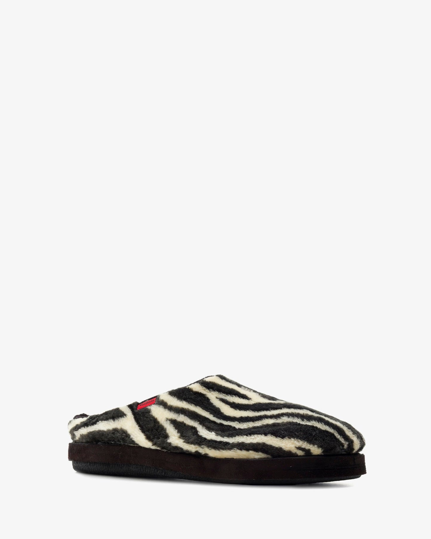 Zebra print furry slippers