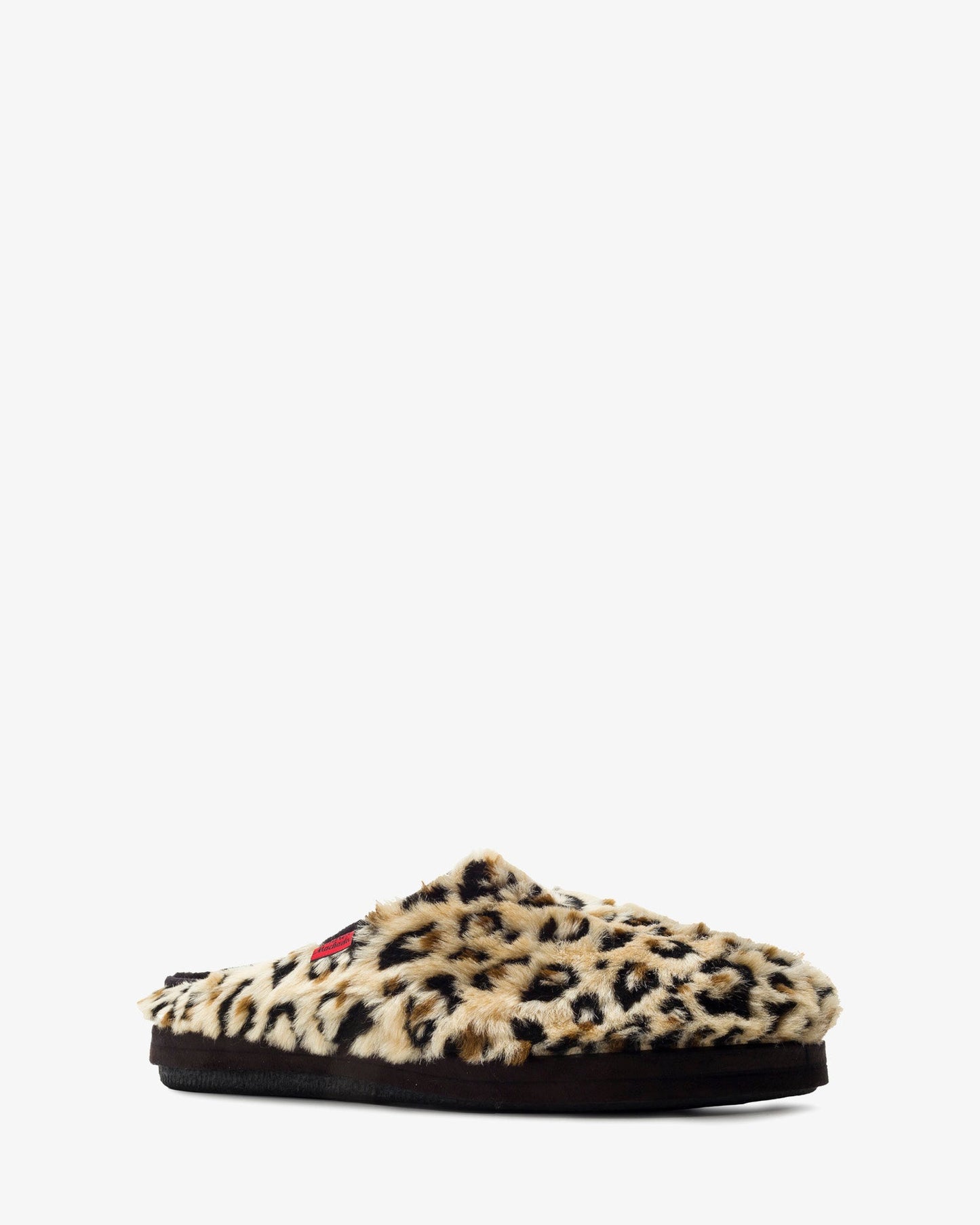 Leopard print long-haired slippers