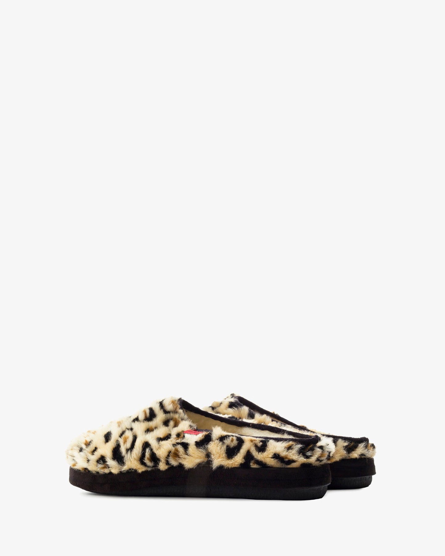 Leopard print long-haired slippers