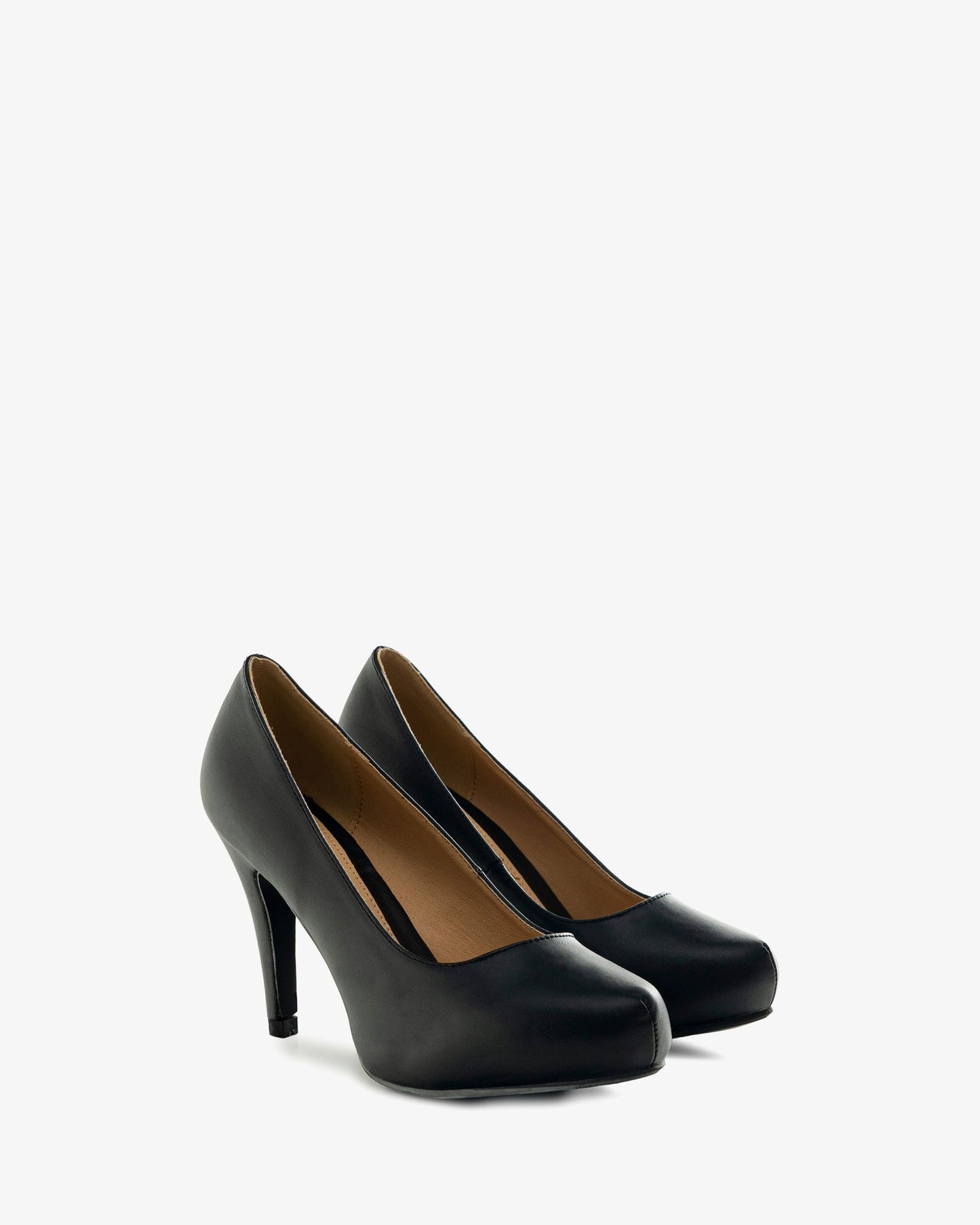 Soft black round-toe pump with a 9 cm heel