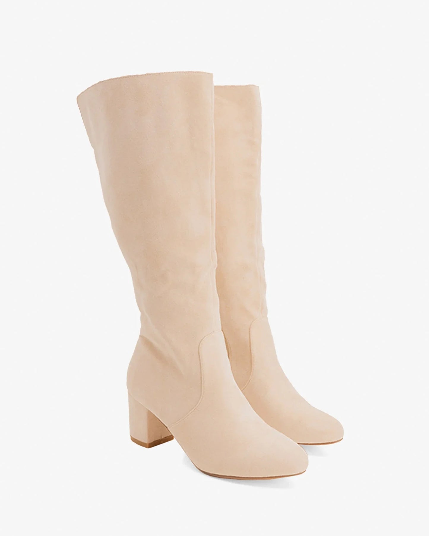 Bone suede heeled boot