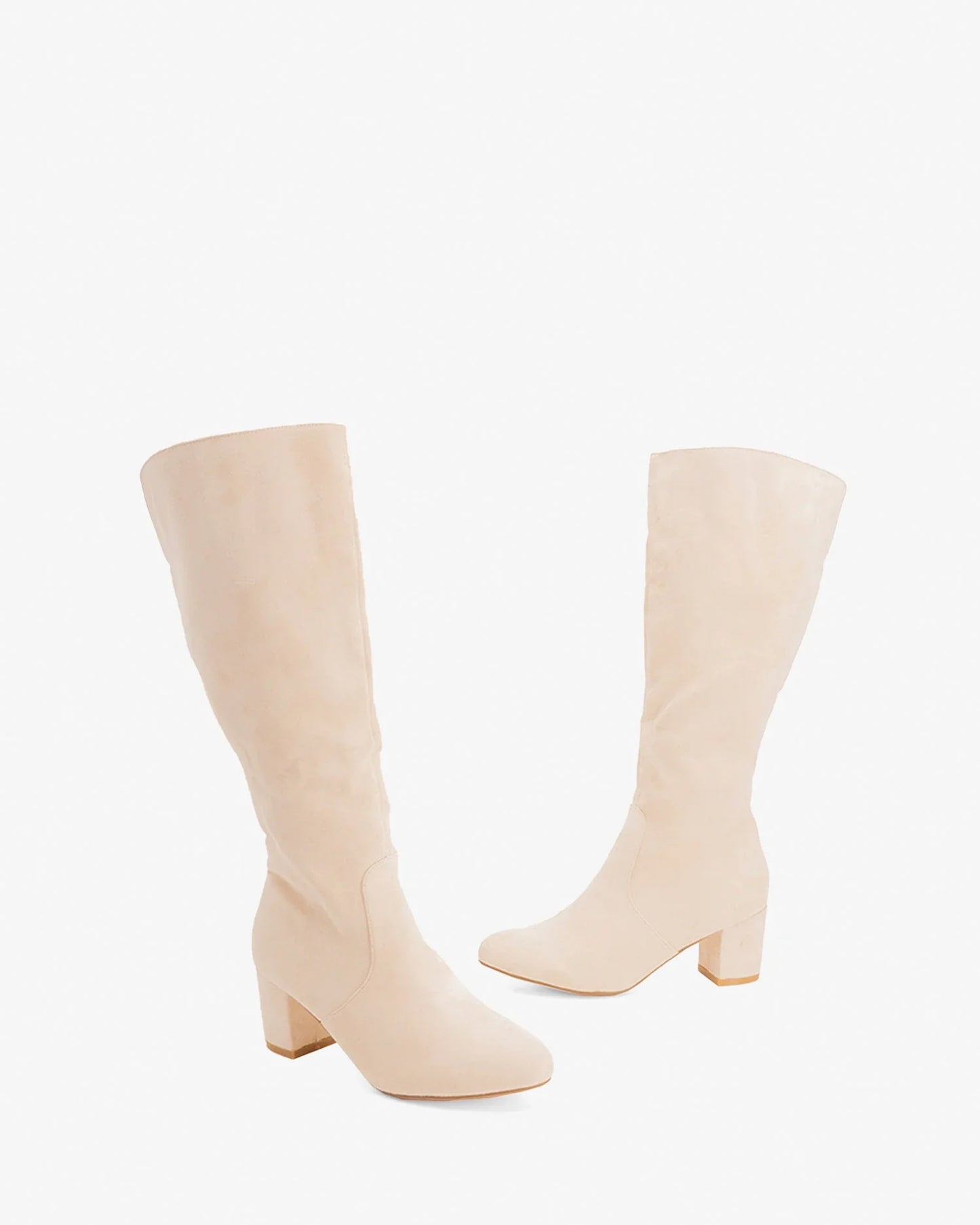 Bone suede heeled boot