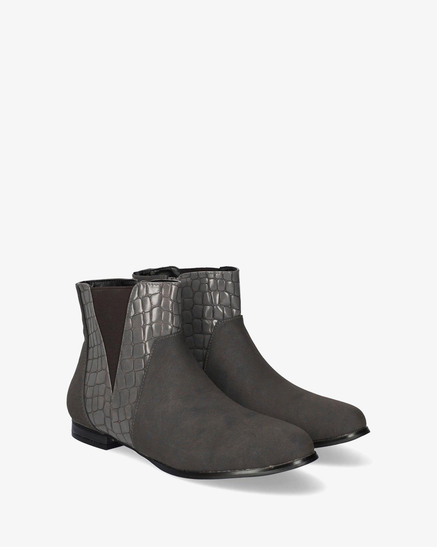 Botín combinado en coco y ante gris