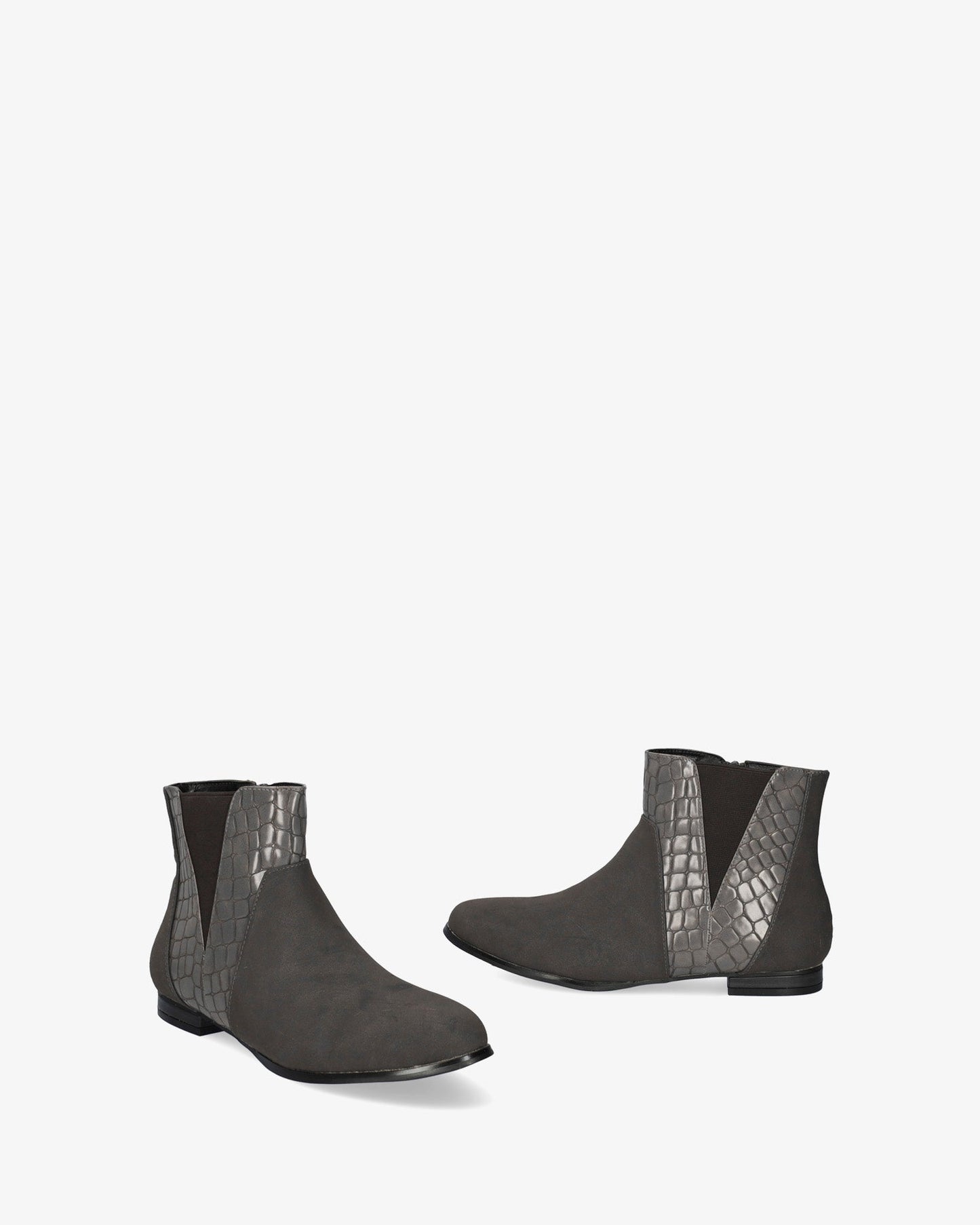 Botín combinado en coco y ante gris